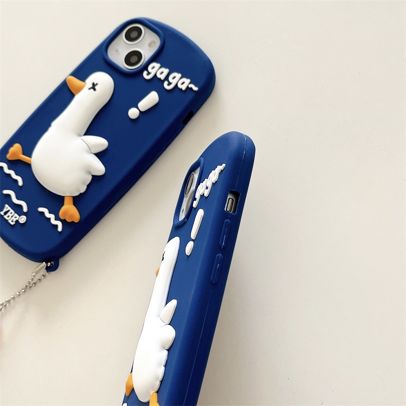 Ốp Điện Thoại Hình Vịt Chạy Bộ Màu Xanh Dương Cho IPhone 13 13ProMax 11Promax 12Pro12 11 XS XR X XSMax 7Plus