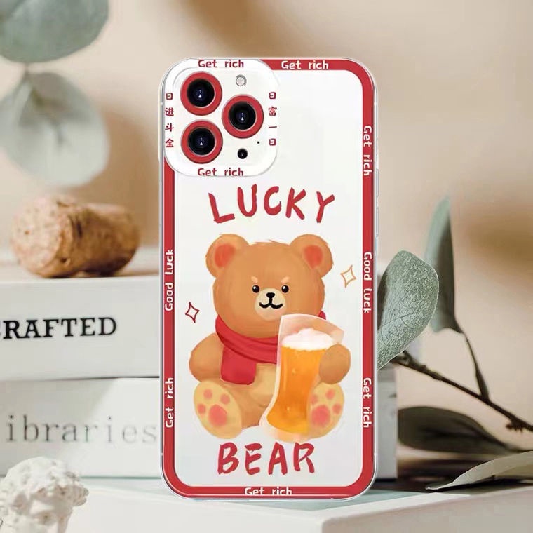 Ốp Điện Thoại Silicon TPU Mềm Trong Suốt Hình Gấu Cho Iphone 12 13 SE 6 6S 7 8 Plus X XS XR 11 Pro Max