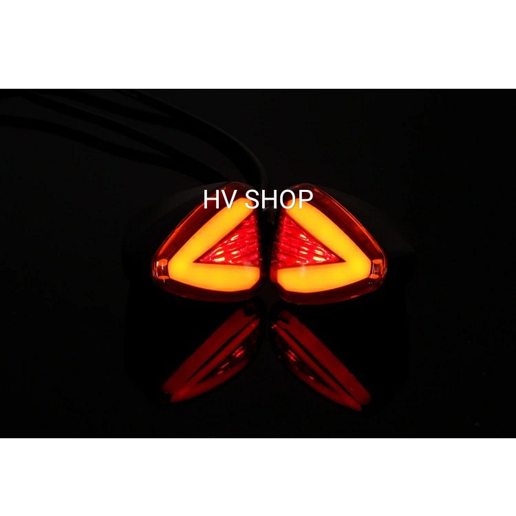 Xi Nhan Xe moto hv shop 1 mặt 2 màu HV9 ( đỏ - vàng ) ( 1 cặp