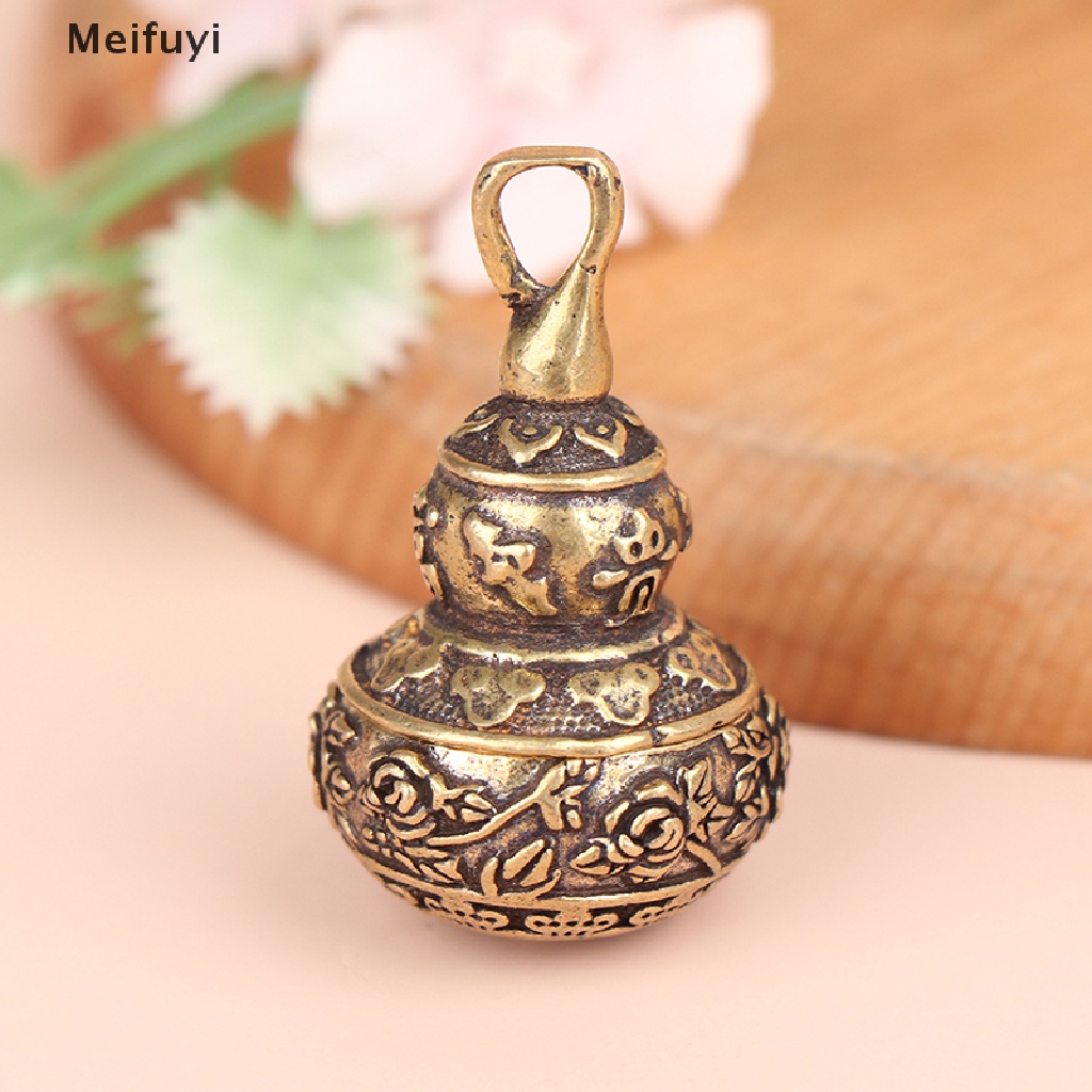 [Meifuyi] Brass Gourd Lucky Car Key Chain Pendants Pill Box Medicine Case Container Bottle COD