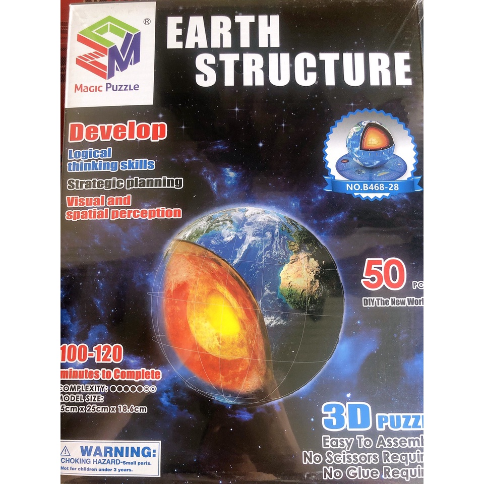 Đồ chơi địa lý phát triển trí tuệ sáng tạo an toàn cho trẻ,bộ lắp ghép mô hình 3D cấu trúc Trái đất cho bé,hàng đẹp