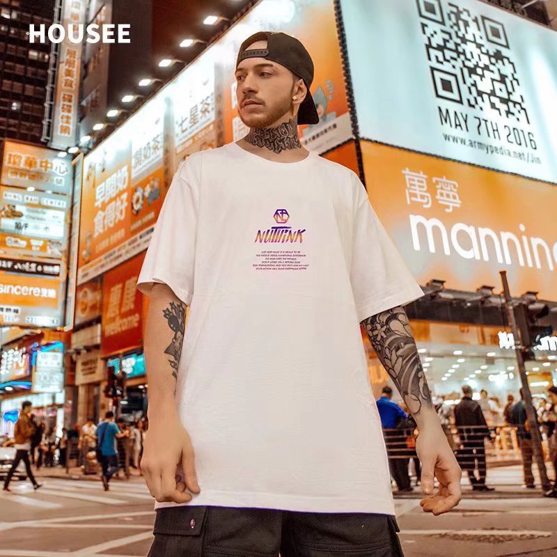 Áo Thun Tay Ngắn Dáng Rộng In Chữ Phong Cách Hip Hop Nhật Bản Thời Trang Mùa Hè Cho Nam Và Nữ Size M-8XL