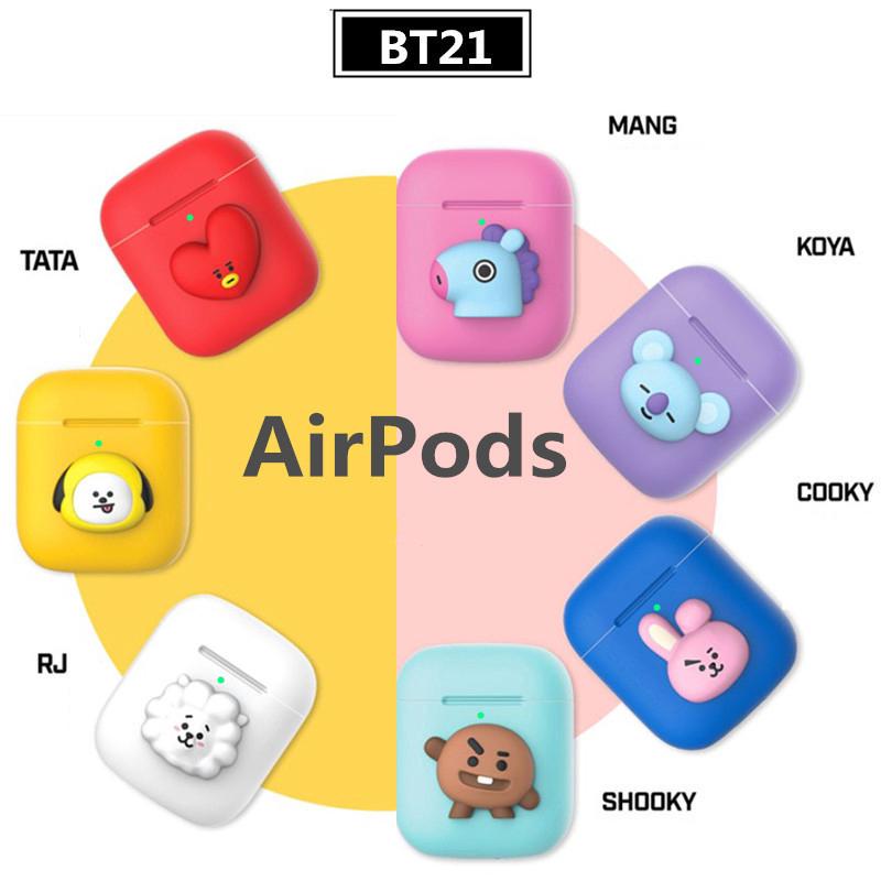 ONLY CASE!!KPOP BTS BT21 Cartoon Cute Character Airpods Case Silicon Cover Fans Gifts