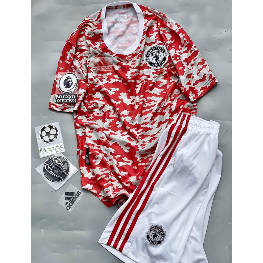 Áo Tập Trước Trận Đấu MU, Áo Bóng Đá Nam Mùa 21/22 Áo Thể Thao Áo Jersey, Tập Bóng Đá Ngắn Tay