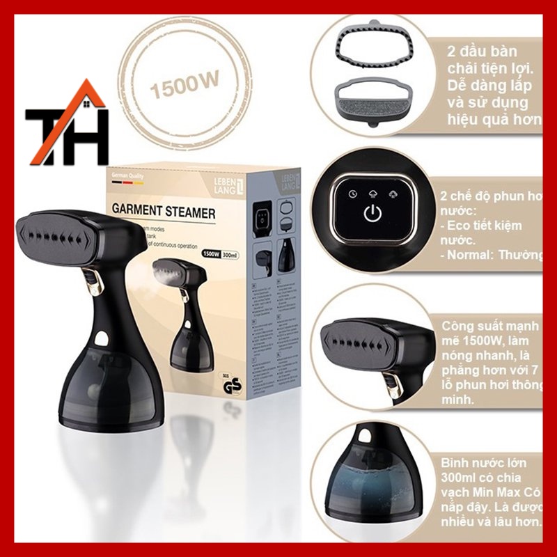 Bàn Là Hơi Nước Cầm Tay LEBENLANG LBD528 Đức - Công Suất 1500W / 300ML - Hàng Chính Hãng Bảo Hành 2 Năm
