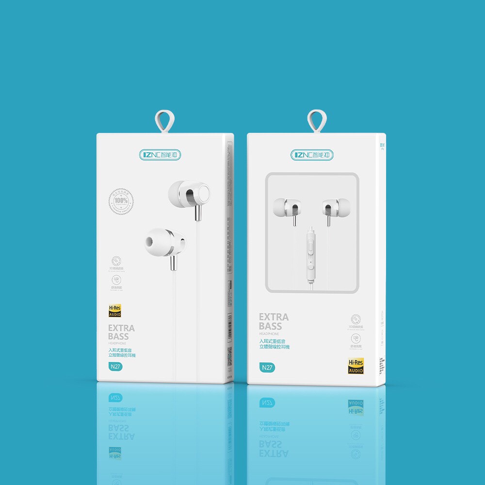 Tai Nghe Có Dây IZNC-N27 3.5mm Điều Chỉnh Âm Lượng Kèm Mic Cho Xiaomi MP3,MP4 iPh 6,6plus