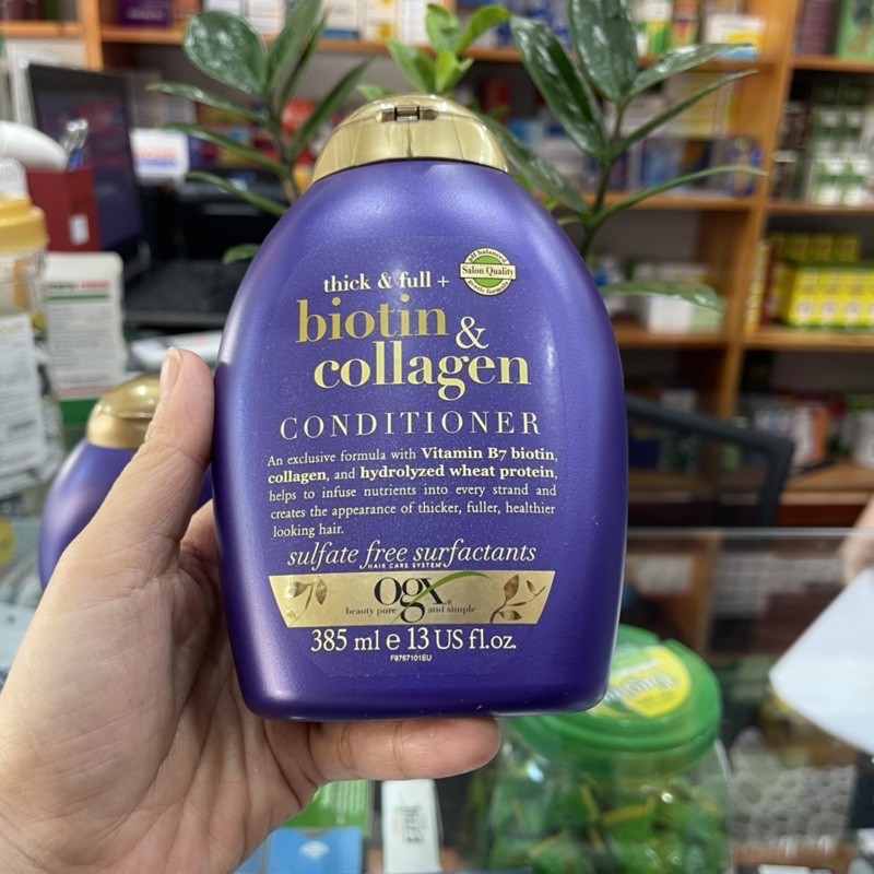 Biotin tím- Dầu gội và dầu xả chống rụng tóc Biotin Collagen tím chai 385ml, giúp tóc giảm gãy rụng và mềm mượt