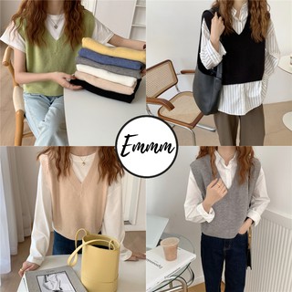 Áo Gile len trơn Ulzzang cổ chữ V, Freesize