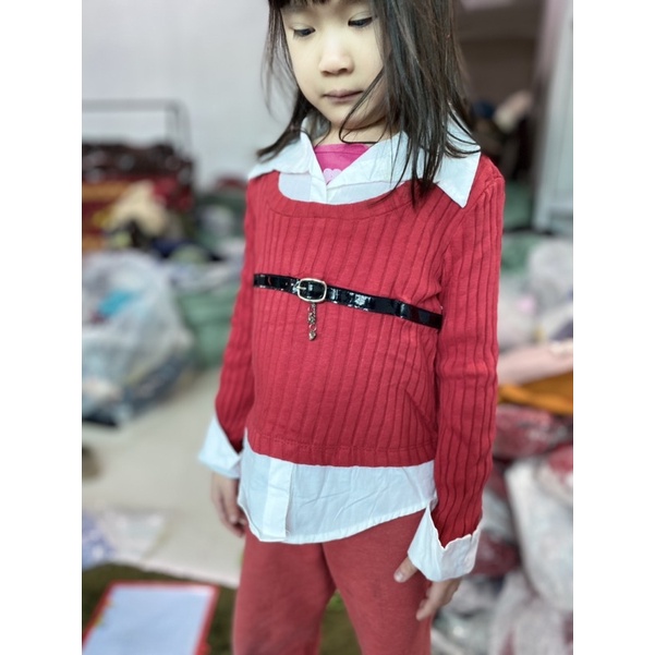 Áo sơ mi pha len cho bé gái size 4-5-6