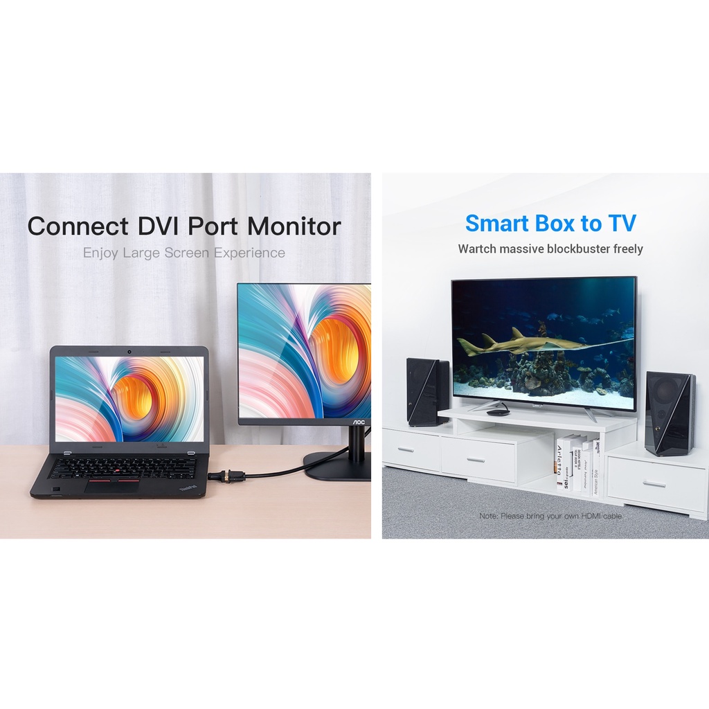 Đầu chuyển DVI 24+1 và HDMI hỗ trợ hai chiều Vention AIKB0 / AILB0 (Thiết kế khác)