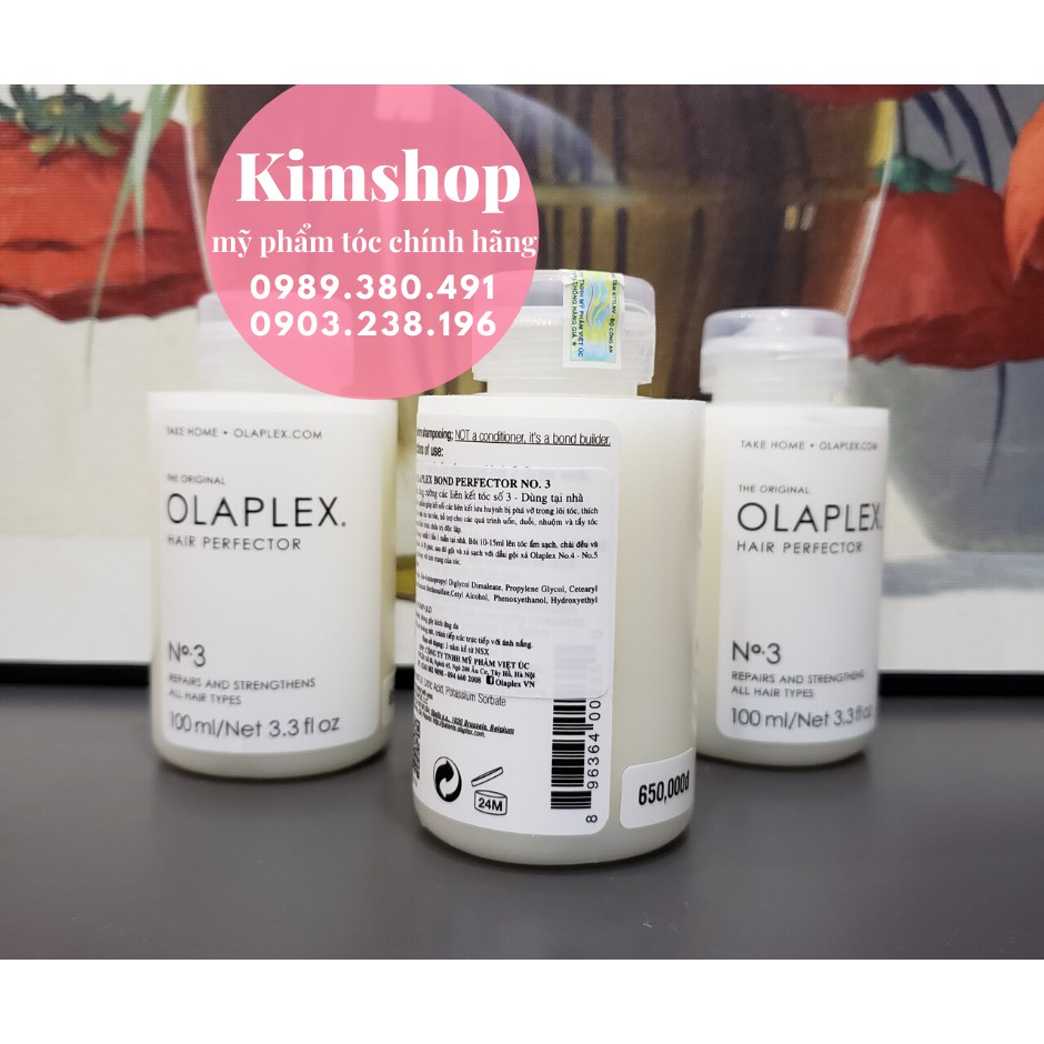 OLAPLEX NO.3 BOND PERFECTOR  KẾT NỐI CÁC LIÊN KẾT TÓC TẠI NHÀ SỐ 3 100ML | BigBuy360 - bigbuy360.vn