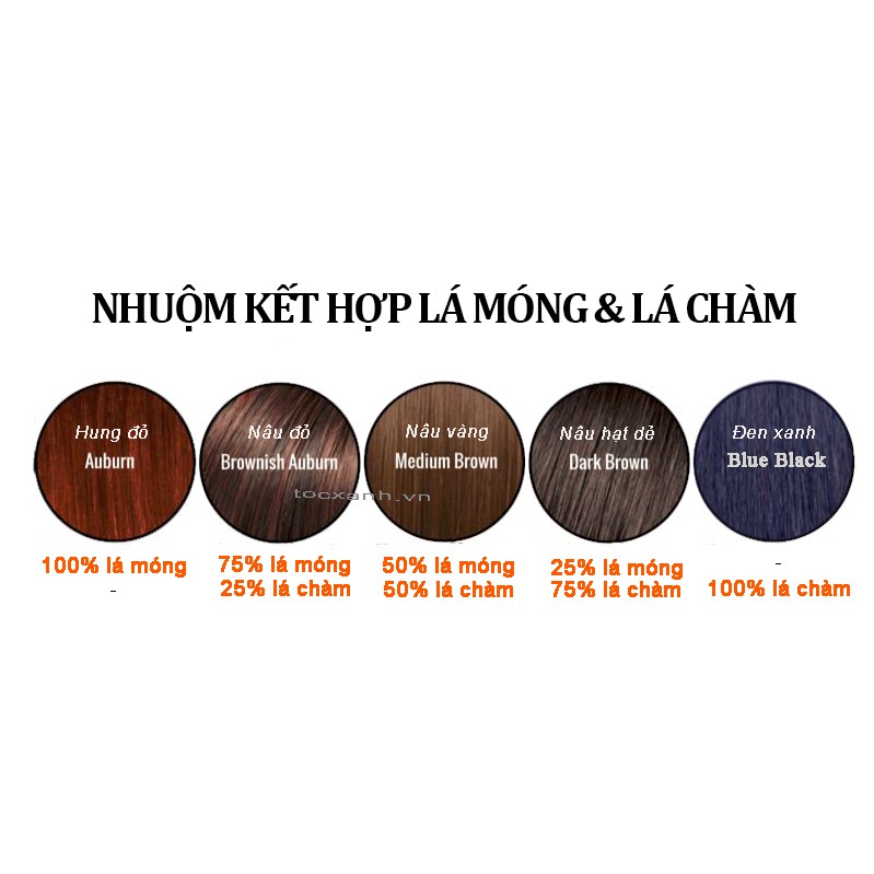 [Nâu đỏ 100g] Bột lá móng nhuộm tóc henna 100% thảo dược phủ bạc màu nâu đỏ hiệu Zenia, India