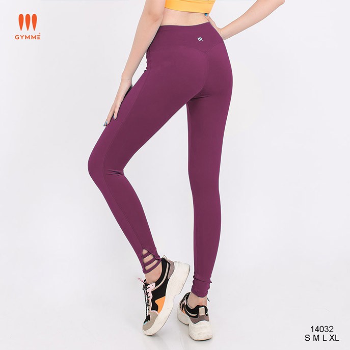Quần tập legging nữ tập gym, yoga GYMME dáng dài phối dây ống chân - 14032
