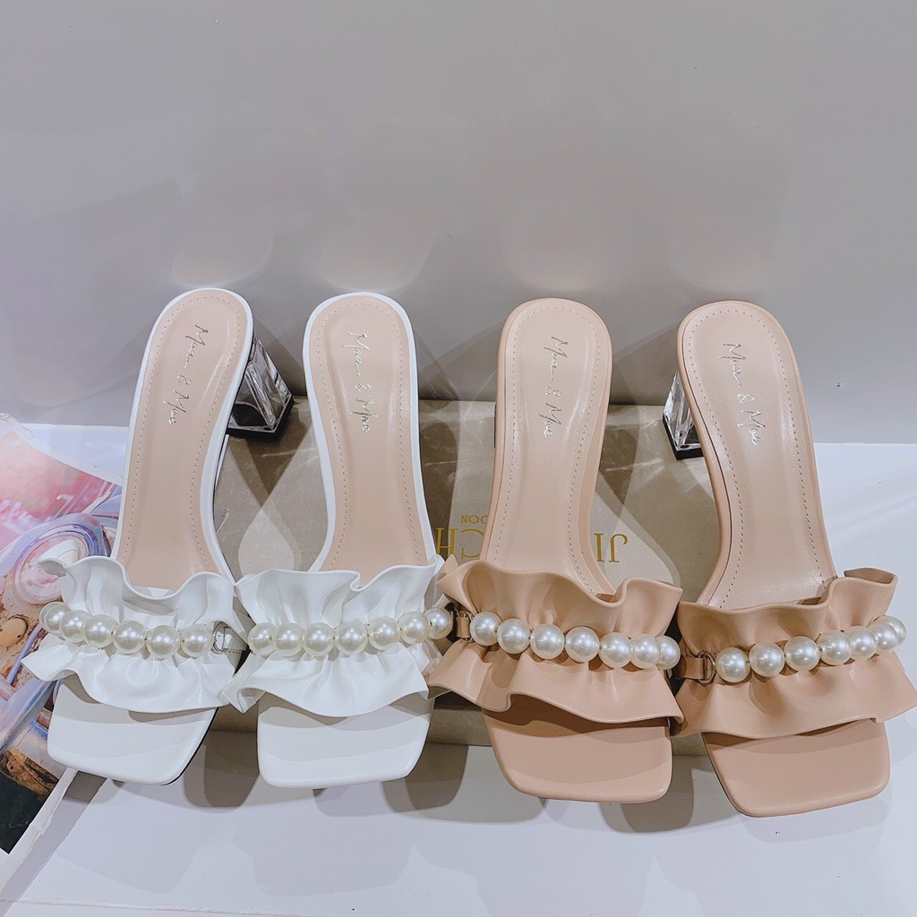 FREESHIP GUỐC NỮ BÈO DÚM XẾP HẠT CƯỜM GÓT PHALE CAO 7P SANG CHẢNH MS A49