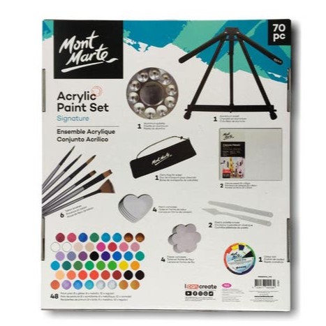 Set 70 sản phẩm màu acrylic và phụ kiện Mont Marte - Signature Acrylic Paint Set 70pcs