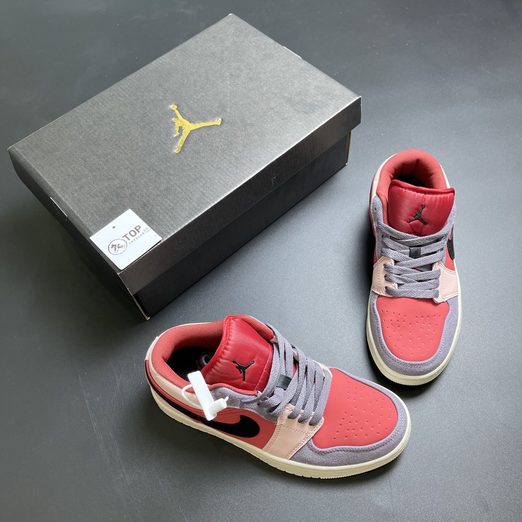 ✔️ Giày Jordan 1 Low Xám Đỏ Giày Thể Thao Nam Nữ Thấp Cổ Full Phụ Kiện ✔️