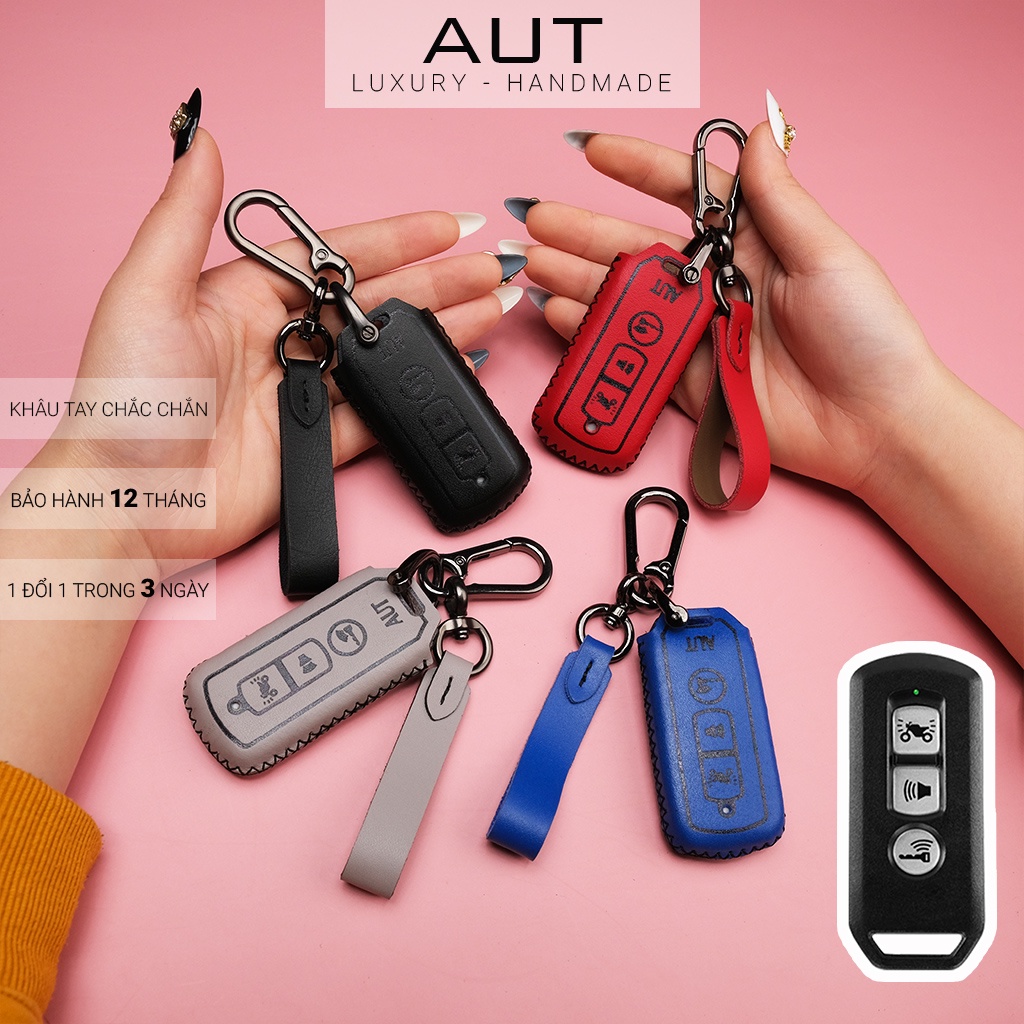 Ví da đựng chìa khóa smartkey Honda SH Pcx SH Mode Cub Adv khâu tay SHKV CD có tay cầm