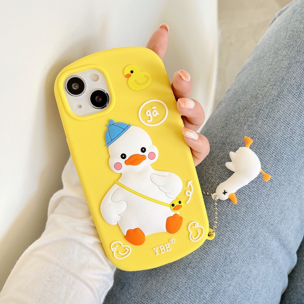Ốp Điện Thoại Hình Chú Vịt Đeo Ba Lô Vui Nhộn Cho Iphone 12 pro max 11 pro max xs max xr x 7 8 plus