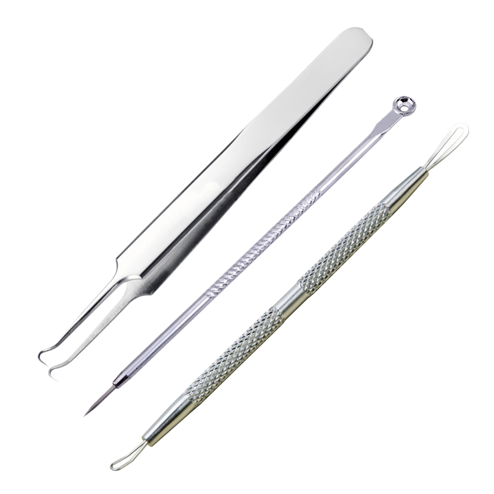 [Hàng mới về] 3 Dụng cụ nặn mụn đầu đen bằng thép không gỉ
