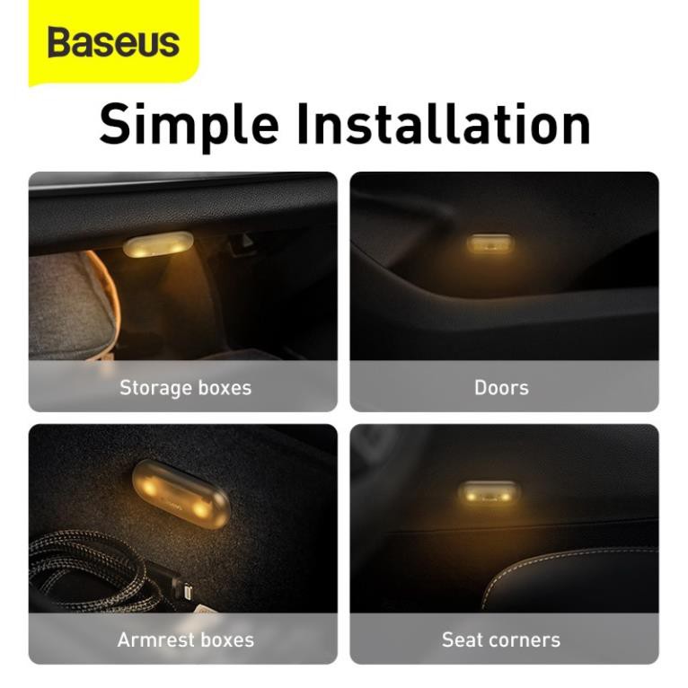 Baseus 2pcs Portable Magnetic Touch LED Light For Car Interior