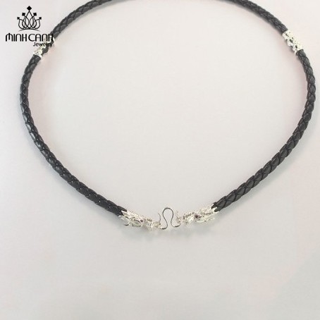 Dây Da Bọc Kết Bọc Đầu Rồng 4 Đốt Bạc - Minh Canh Jewelry