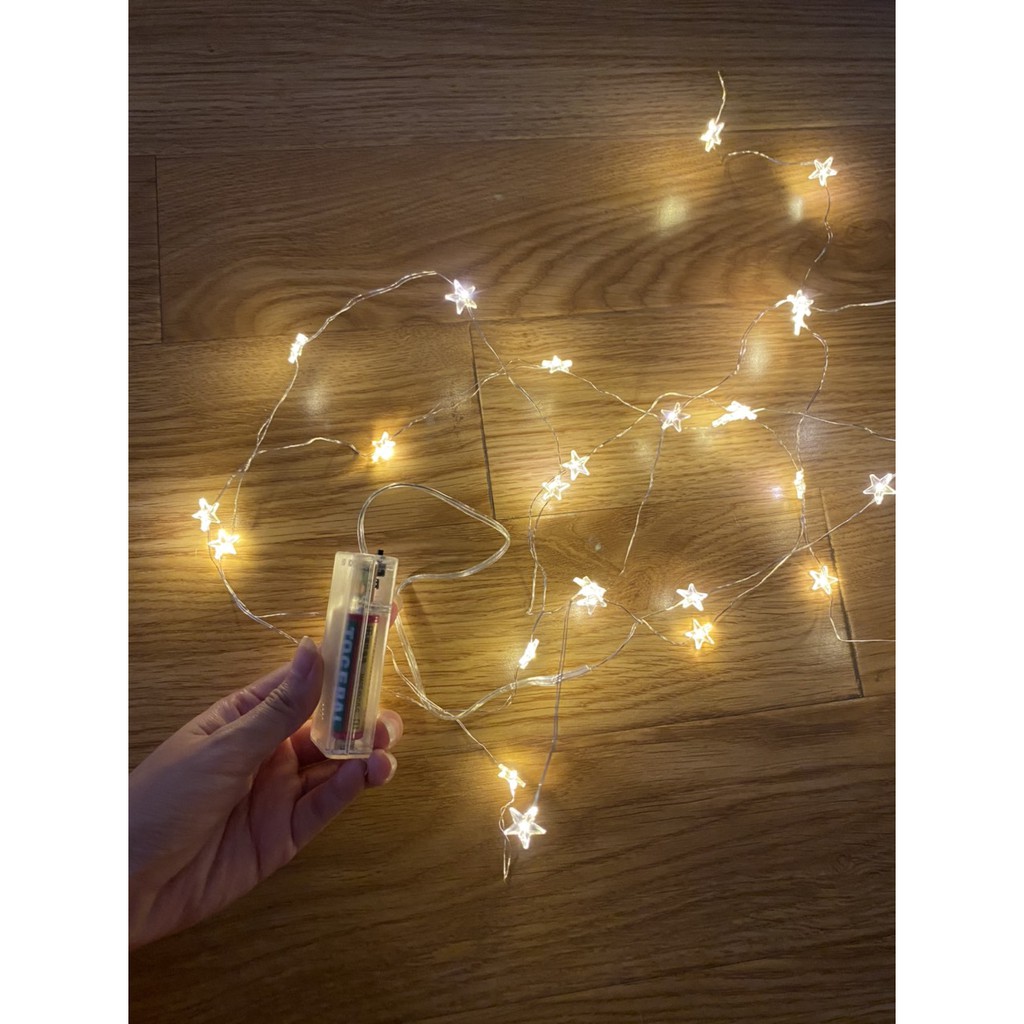 LED Fairy Lights - Đèn Đom Đóm Bóng hình Ngôi Sao 3m 30 bóng Chạy Pin AA