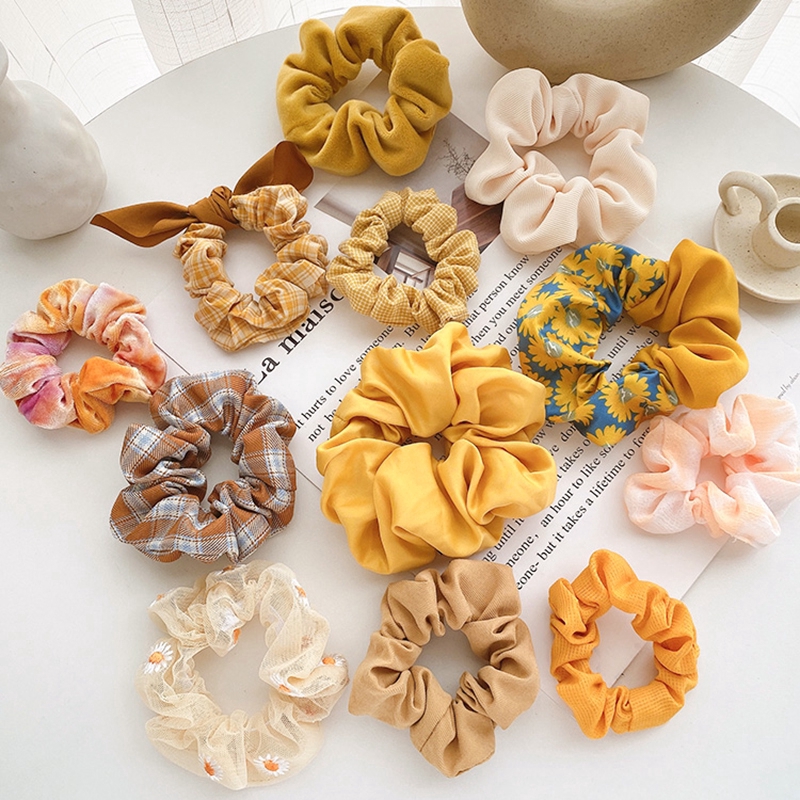 Màu Vàng Scrunchies Hoa Cúc Bươm Voan Cột Tóc Scrunchie Con Gái Chun Buộc Tóc Phụ Kiện Tóc | WebRaoVat - webraovat.net.vn