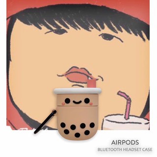 Vỏ bảo vệ hộp đựng tai nghe airpod hình ly trà sữa dễ thương