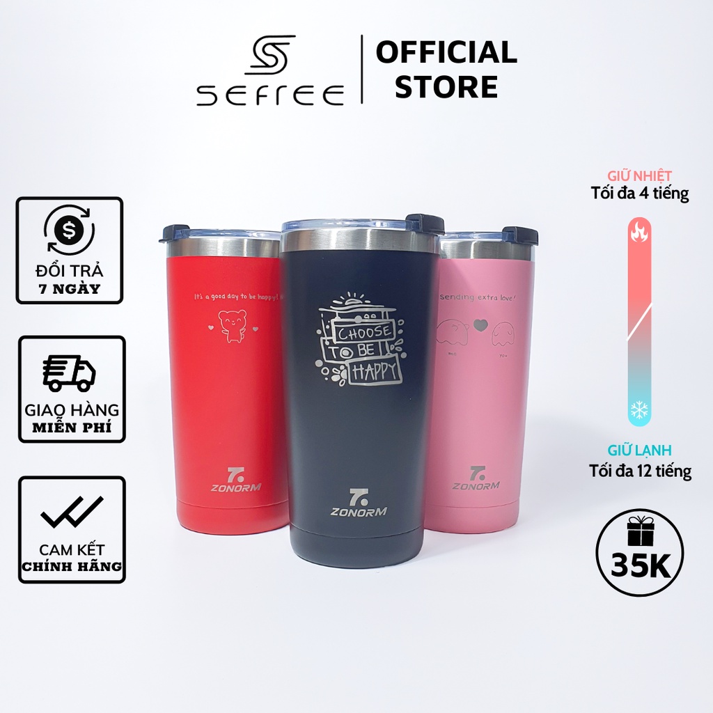Ly bình giữ nhiệt Zonorm inox 304 sơn nhám 600 ml