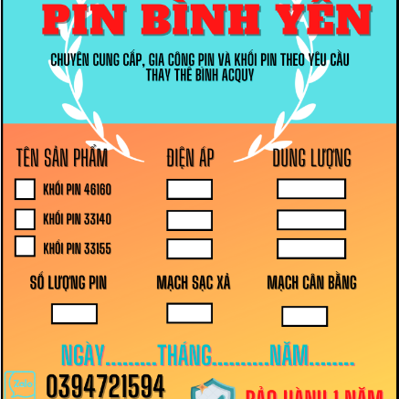 PIN BÌNH YÊN