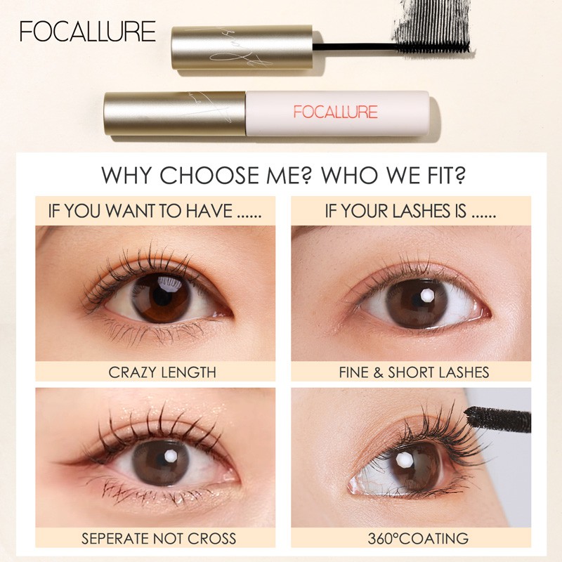 Mascara Focallure 3mm Chống Thấm Nước Trọng Lượng Nhẹ