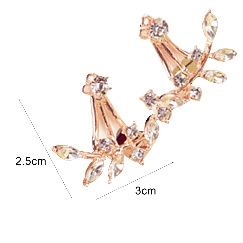 Khuyên tai hình chiếc lá đính đá nữ tính