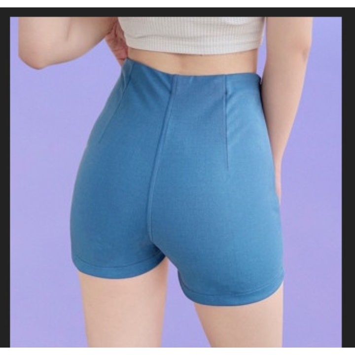 Quần Short Nữ Lưng Cao Quần Đùi Nữ Co Giãn Tôn Dáng Khóa Kéo Sườn Ôm Body Năng Động