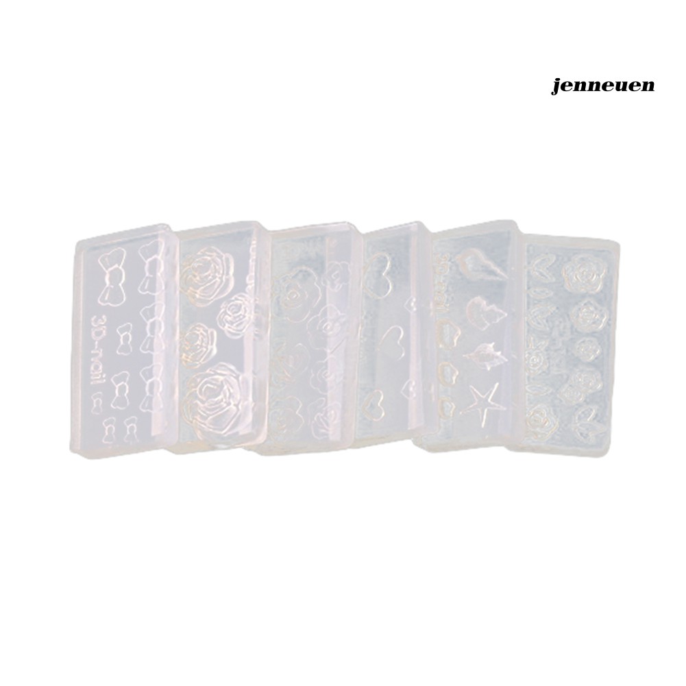 [Hàng mới về] Bộ 6 Khuôn Trang Trí Móng Tay 3d Diy Xinh Xắn