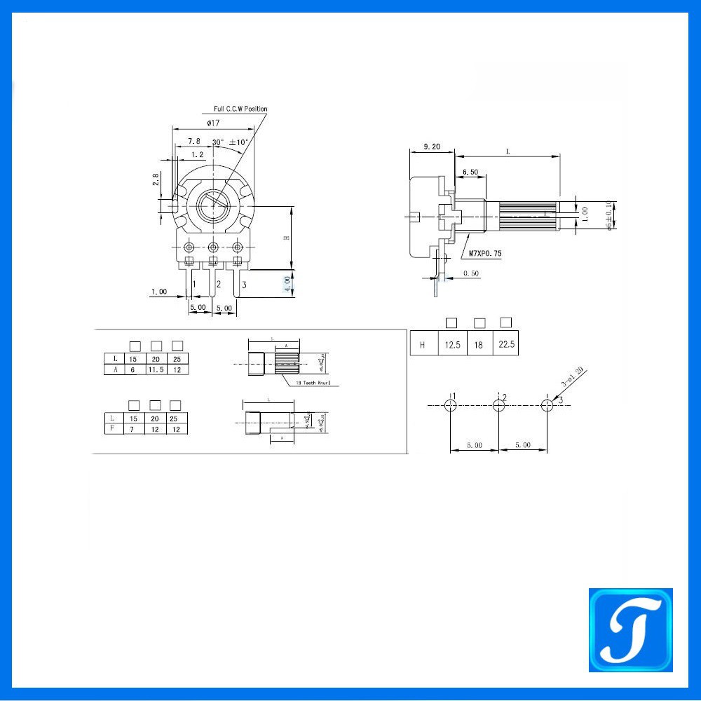 Biến Trở Triết Áp WH148 3 Chân tùy chọn giá trị điện trở