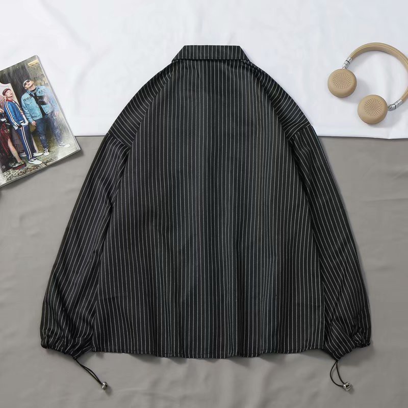 Korean Fashion Striped Men's Long Sleeve Shirt