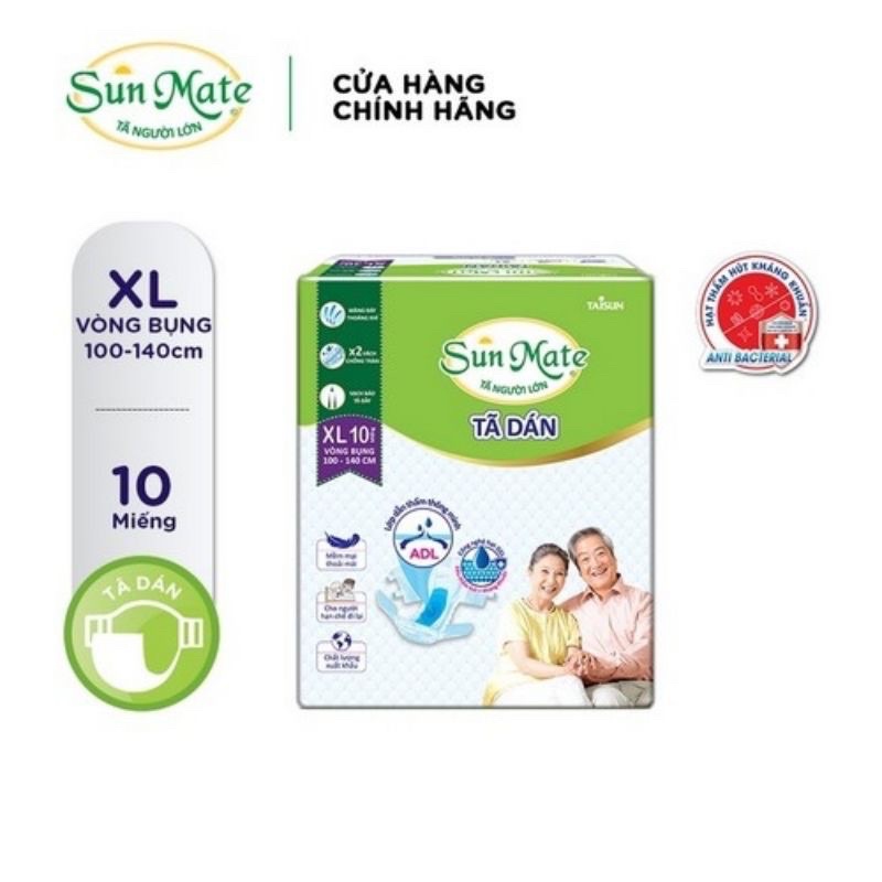 BĂNG VỆ SINH NGƯỜI GIÀ / BỈM NGƯỜI GIÀ CAO CẤP SUNMATE M10-M/L10-L/XL10 (TẬP ĐOÀN TAISUN ĐÀI LOAN)