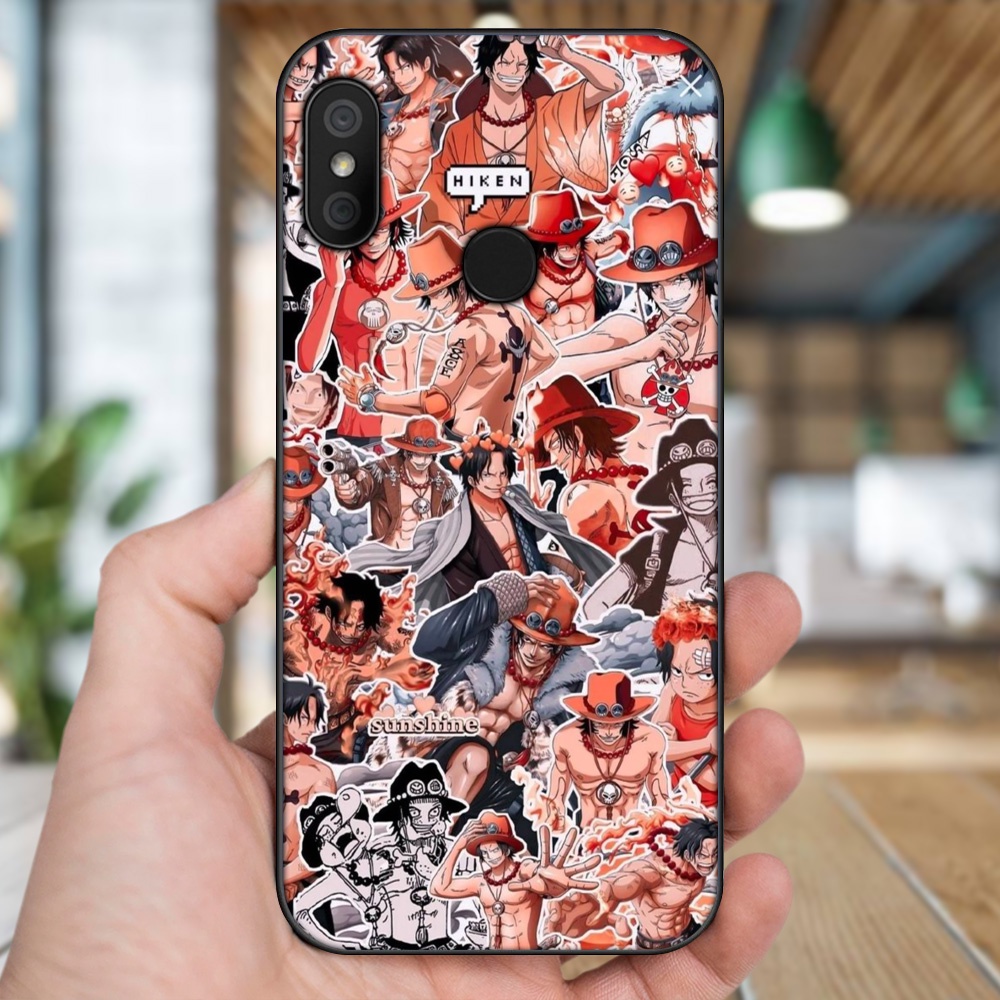 Ốp lưng Xiaomi Redmi 6 Pro, Mi A2 Lite viền đen in hình Ace One Piece