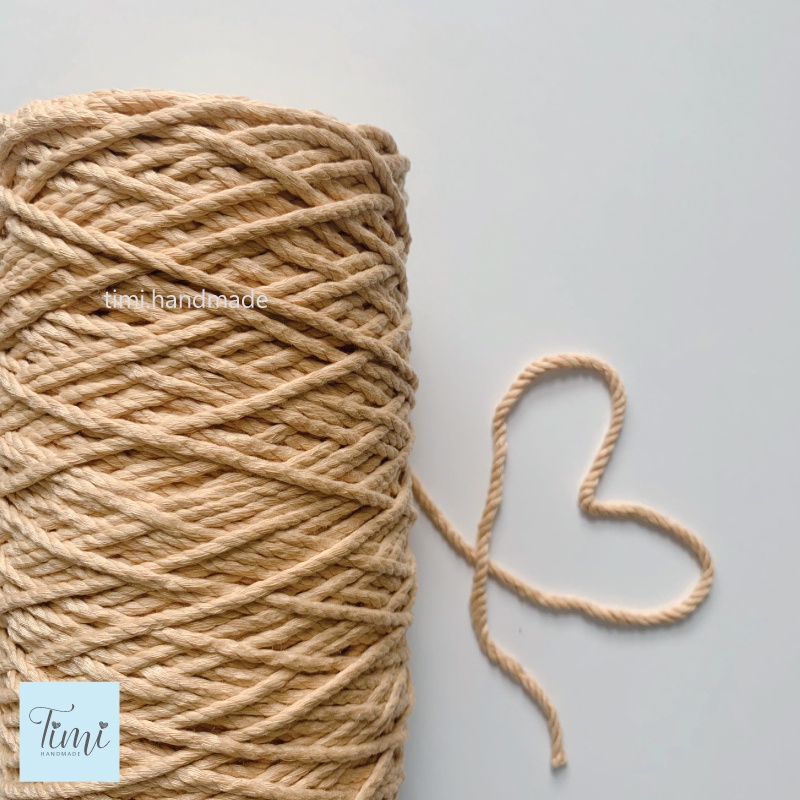 Dây thừng macrame cotton màu NUDE  size 3mm/5mm mềm mịn