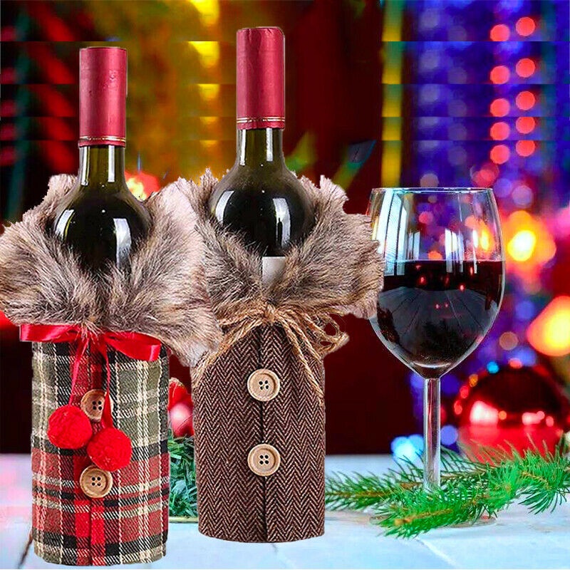 Vỏ bọc chai rượu vang chống bụi hình ông già Noel độc đáo dùng trang trí bàn ăn