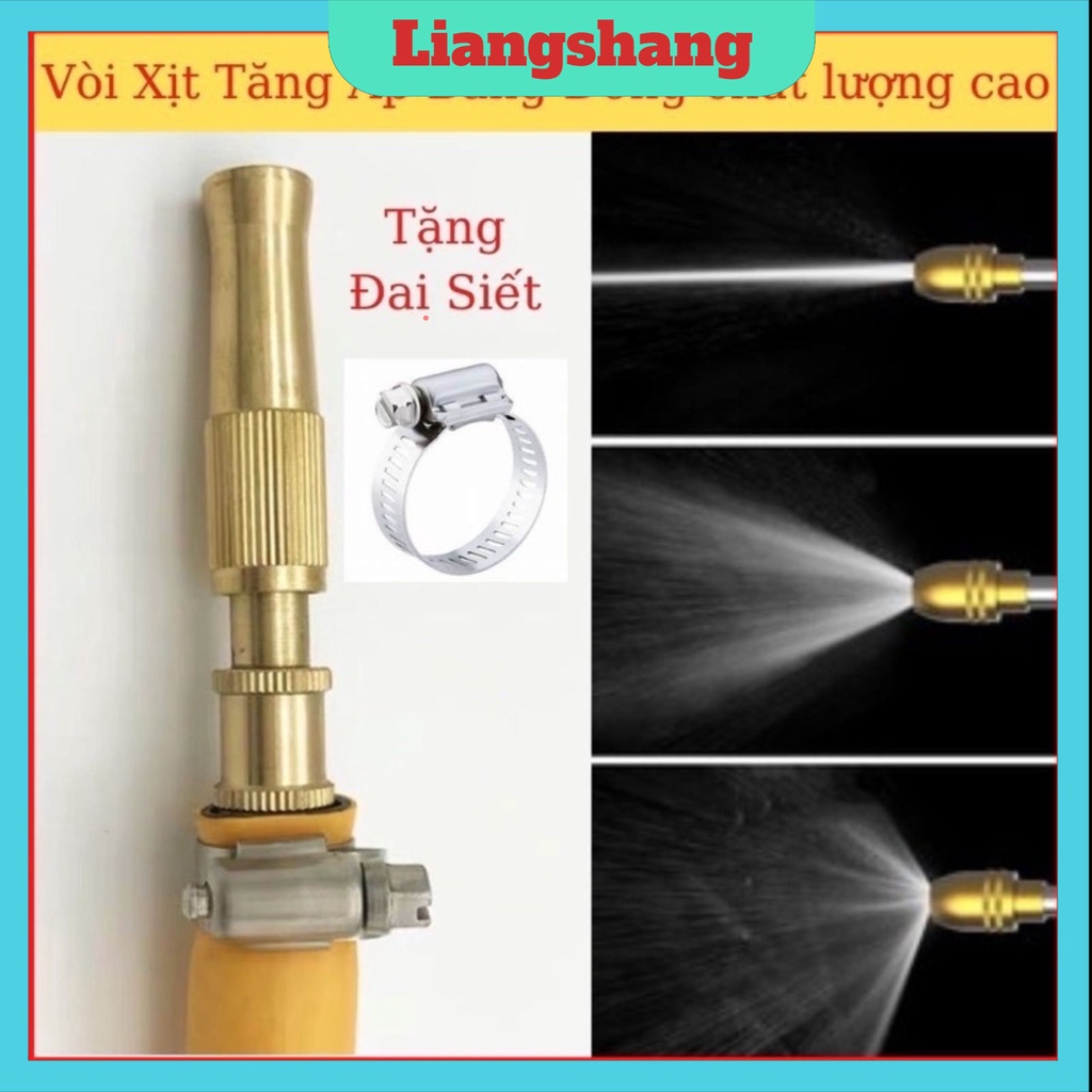 Đầu vòi xịt tăng áp bằng đồng, rửa xe hơi, rửa sân, tưới cây, làm vườn, điều chỉnh được áp lực nước