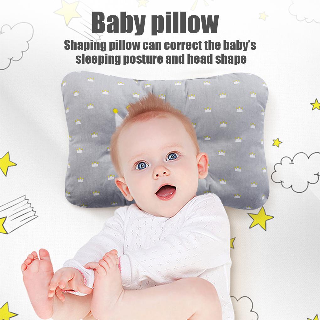 Gối Ngủ Cotton Phẳng Chống Bẹp Đầu In Họa Tiết Hoạt Hình Cho Bé Sơ Sinh
