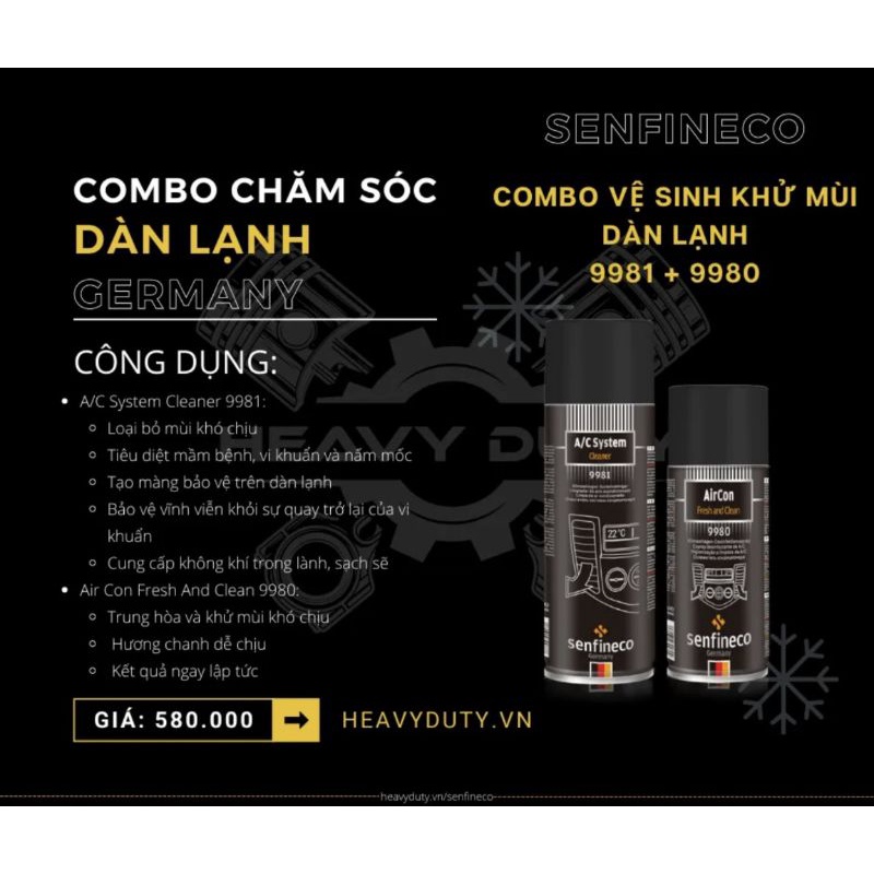 Khử Mùi Kháng Khuẩn Dàn Lạnh - Senfineco AirCon Fresh And Clean 9980 / AC 9981