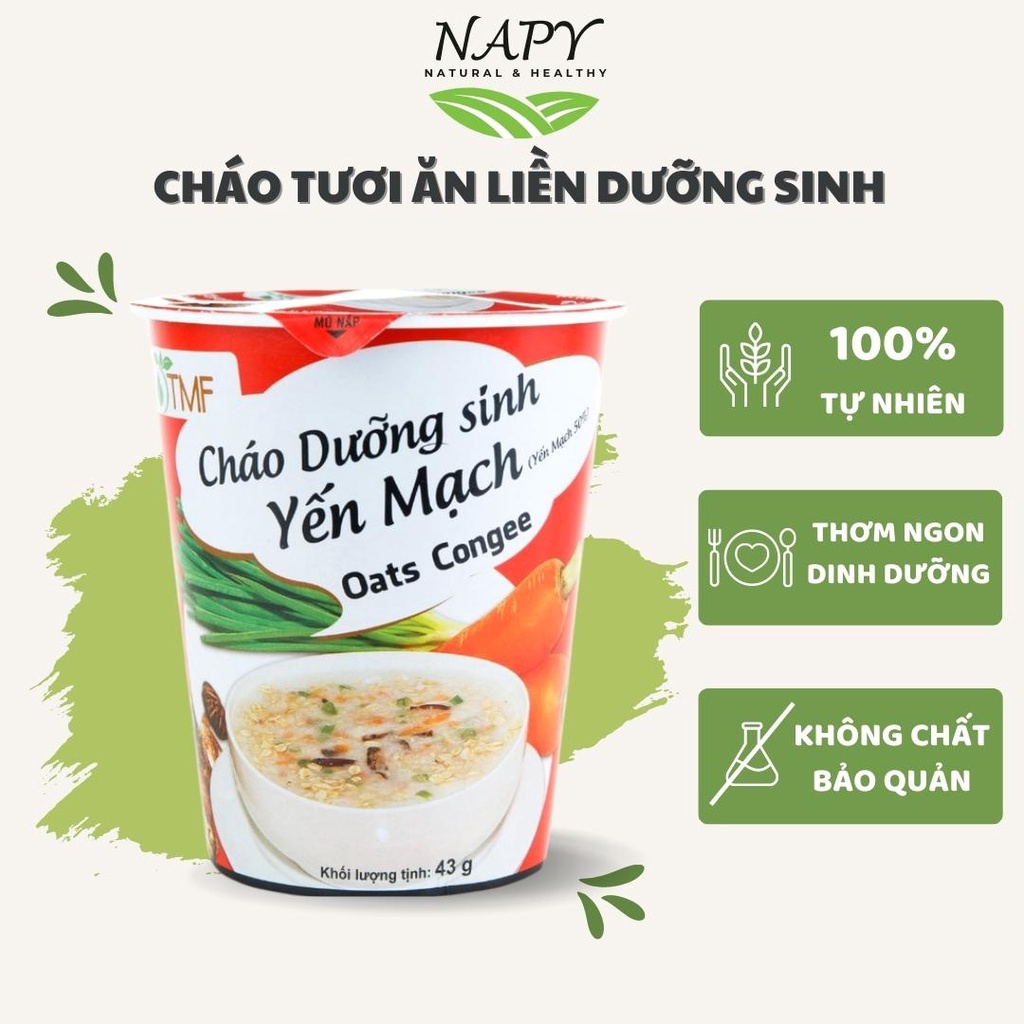 Cháo tươi ăn liền dưỡng sinh Yến Mạch, bột yến mạch thơm ngon bổ dưỡng - Napy Healthy