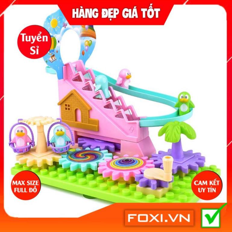 Bộ Đồ Chơi Đường Ray Bãi Biển-Xếp Hình Công Viên Nước-Lego Kích Thích Trí Thông Minh-Khéo Léo