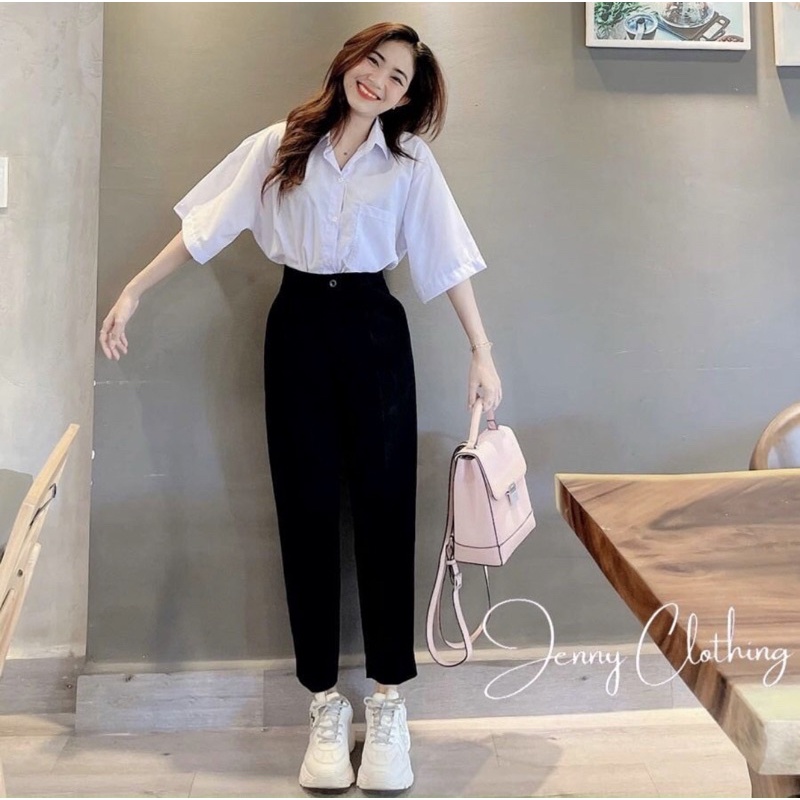 Quần tây nữ sinh Áo sơ mi trắng tay ngắn - đi học, công sở