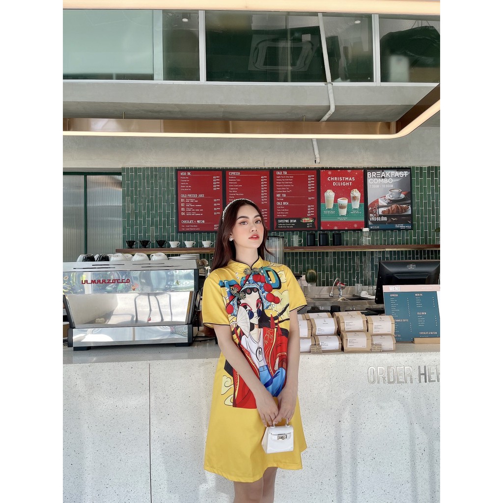 Đầm Tết Cô Gái Trung Hoa [Hàng Giới Hạn] Vải Lụa Tuyết In Nhiệt - Đầm Nữ Thời Trang Trẻ - Phong Cách - Độc Đáo 2021