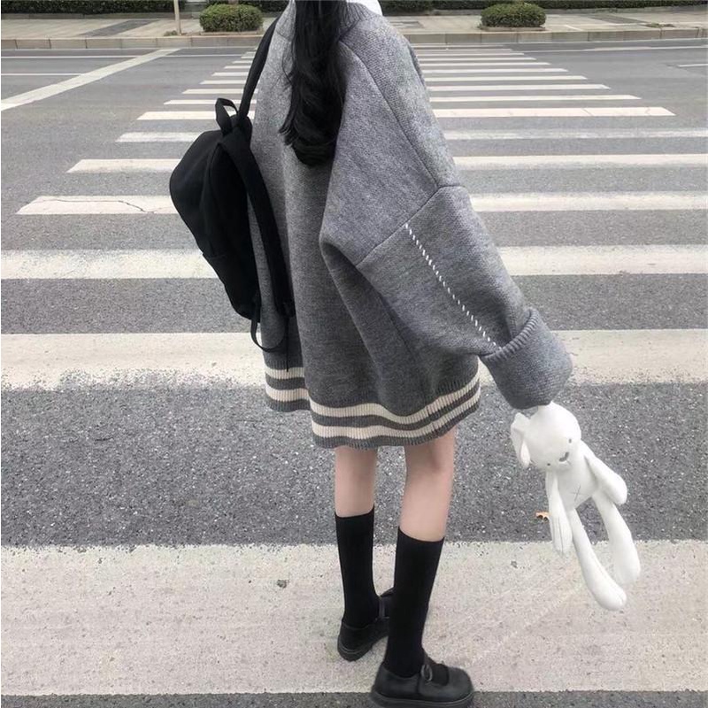 Áo khoác cardigan IELGY dệt kim dài tay dáng rộng phong cách Nhật Bản/ Hàn Quốc thời trang thu đông cho học sinh