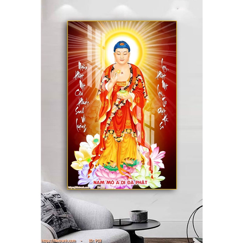 Tranh treo tường - Tranh Laminate tráng gương Phật Giáo 02 - Bộ 1 tấm