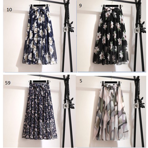 Chân váy hoa dáng dài chất liệu chiffon nhiều màu đẹp hàng  có sẵn- Miễn phí vận chuyển từ 50k chân váy hoa nhí
